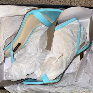 Nine West Light Blue Strappy Block Heel Sandals